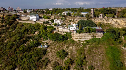 Obraz premium Beautiful view of the St. George Monastery in the rocks of Cape Fiolent