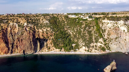  Beautiful view of the coast and the cliffs of Cape Fiolent on the Crimean peninsula.