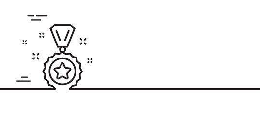 Winner reward line icon. Award medal sign. Best achievement symbol. Minimal line illustration background. Winner reward line icon pattern banner. White web template concept. Vector