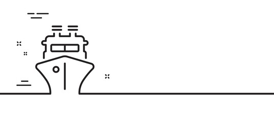 Ship line icon. Watercraft transport sign. Shipping symbol. Minimal line illustration background. Ship line icon pattern banner. White web template concept. Vector