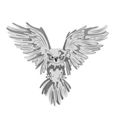 flying owl. magic. white owl. Postal bird vector illustration
