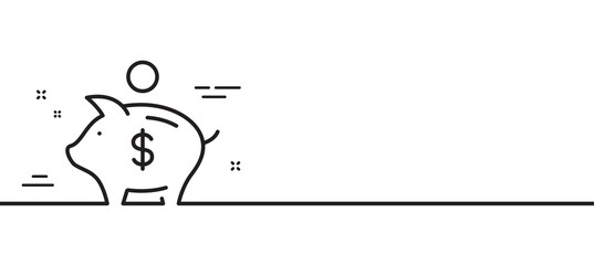 Piggy bank line icon. Coins money sign. Business savings symbol. Minimal line illustration background. Piggy bank line icon pattern banner. White web template concept. Vector