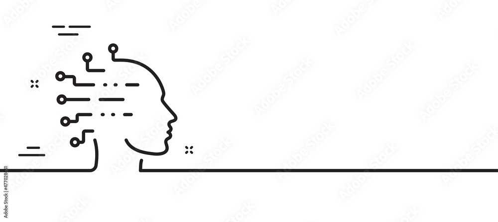 Aufkleber artificial intelligence line icon. ai head sign. robotic intellect symbol. minimal line illustration
