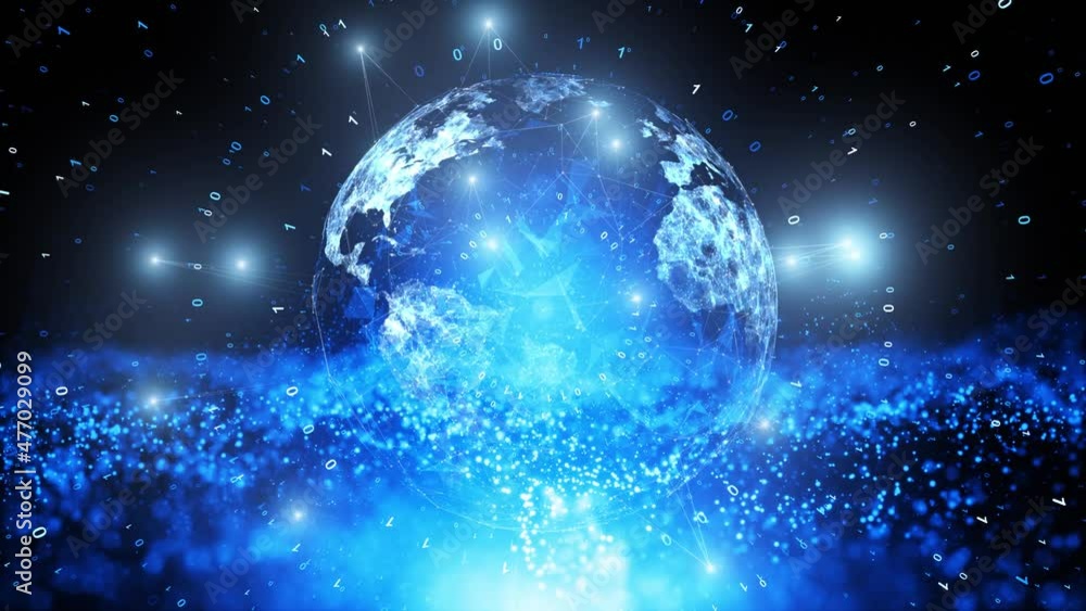 Aufkleber artificial intelligence earth planet world map cyberspace science network.