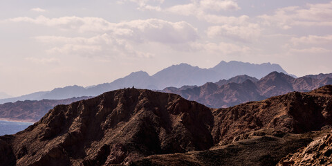 Naklejka na ściany i meble panorama in mountain range at sinai egypt similar to Martian landscapes