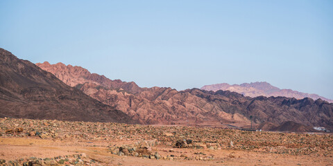 panorama in mountain range at sinai egypt similar to Martian landscapes