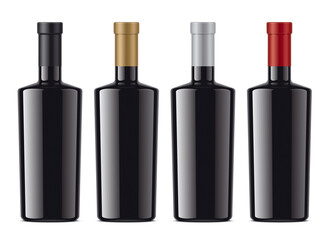 Black Bottles with color Foil. 