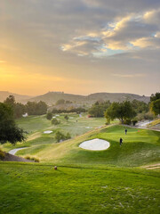Moorpark, California, USA – December 7, 2021: Tierra Rejada Golf Club with Sunset View Fairways
