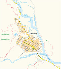 map of the Argentine city El Chalten, Santa Cruz, Argentina