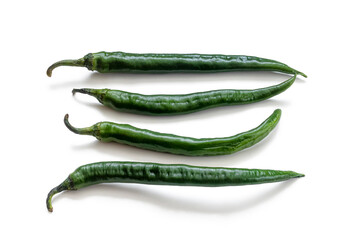 Green chili pods - hot capsicum of elongated shape