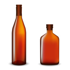 Vector drawing. Mockup of glass bottles for drinks