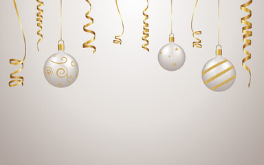 Christmas pearl-gold balls and golden serpentine