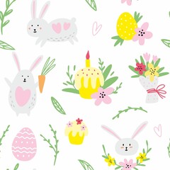 Obraz premium Illustration with Easter bunnies
