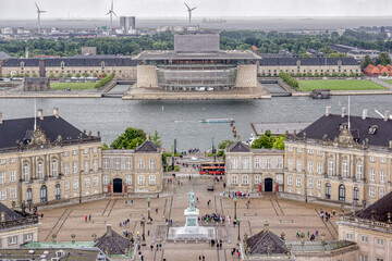 aerial view of the opera house and the Royal palace Amalienborg in Copenhagen