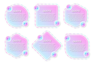 bubble speech cool purple glow gradient cartoon set premium quote box frame vector colection