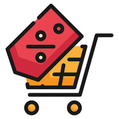 shopping cart discount label filled outline icon