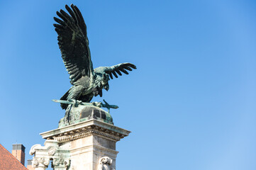Statue of Turulbird at the Royal castle in Budapest