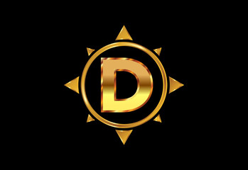 Initial D monogram letter alphabet in a compass. Compass logo sign symbol. Vector logo design