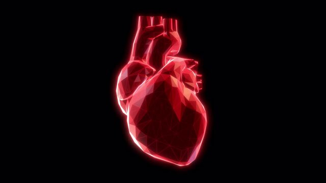 Heart beat loop with alpha channel_Prores_4K resolution low-poly style