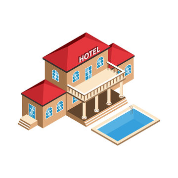 Resort Hotel Isometric Composition