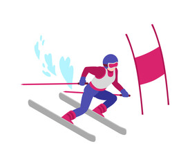 Slalom Ski Isometric Composition