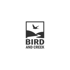 Creek and bird logo design