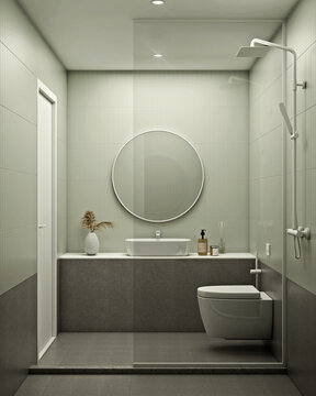 modern Scandinavian bathroom interior 3D render #4