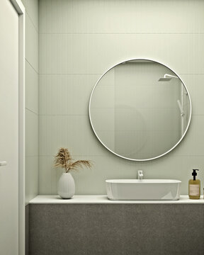 modern Scandinavian bathroom interior 3D render #1