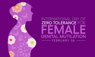 Plakat International Day of Zero Tolerance for Female Genital Mutilation (FGM) is observed every year on February 6, Vector illustration