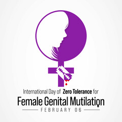 International Day of Zero Tolerance for Female Genital Mutilation (FGM) is observed every year on February 6, Vector illustration