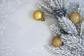 Fototapeta na wymiar christmas tree branch, ball background