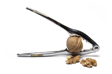 pliers open nuts walnut nutcracker white background