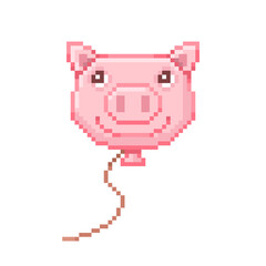 Pixel Illustration of Pig face balloon