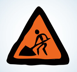 Sign road works. Vector drawing