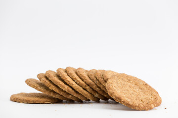 fiber biscuits on white background