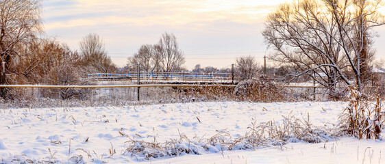 Sunday winter morning in countryside Ukraine