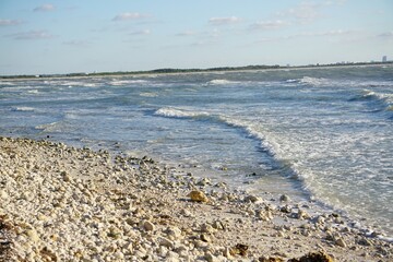 waves on the rocky beach