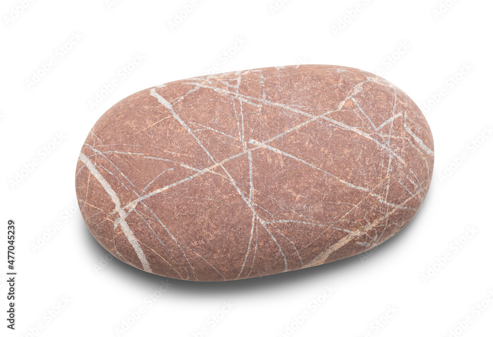 Poster pebble. smooth red sea stone isolated on white background with shadows, clipping path for isolation 