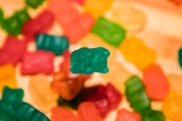 multicolored gummy bears close up