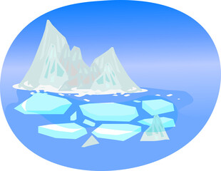 氷山と流氷の極寒地域