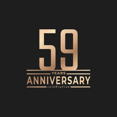 59 Year Anniversary Celebration with Thin Number Shape Golden Color for Celebration Event, Wedding, Greeting card, and Invitation Isolated on Dark Background