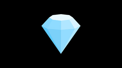 Blue Diamond Shape vector icon. Shine 3d crystal or jewel. Gem symbol for brilliant ring isolated, illustration with lights and shadows. 