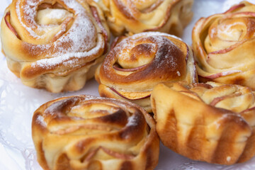 Freshly baked buns and pies. Fresh bakery.