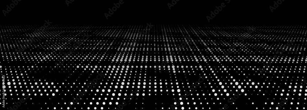 Poster Abstract technology background. Computer matrix. Futuristic cyber background of points. 3d vector illustration.