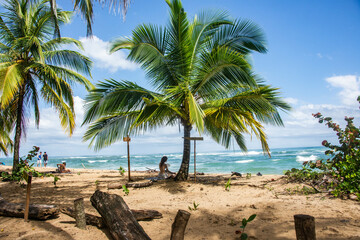 Fototapeta na wymiar Beautiful tropical Punta Uva Beach, Limon, Costa Rica