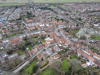 Aerial view of the historic town of Hedon, East Yorkshire, UK