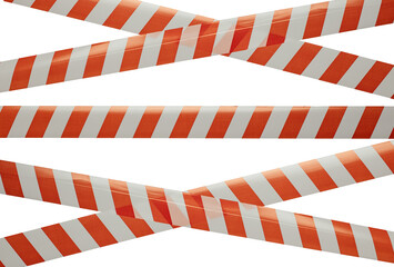 Fototapeta na wymiar Red and white tape protecting from danger isolated on a white background