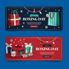 flat boxing day sale banners set abstract design vector illustration