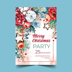 watercolor new year party flyer template abstract design vector illustration