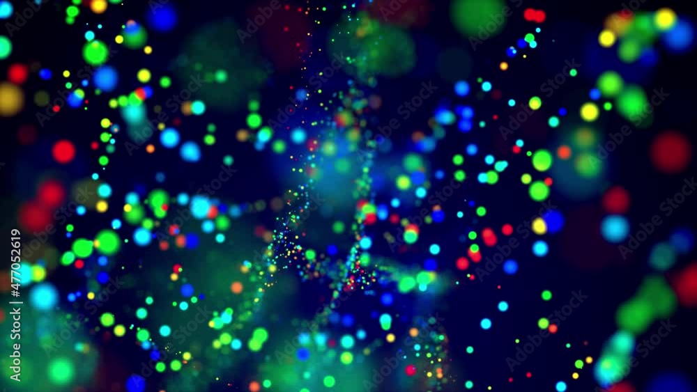 Poster awesome bg with magic particles float in liquid, bokeh effects, dof. glowing multi-colored particles